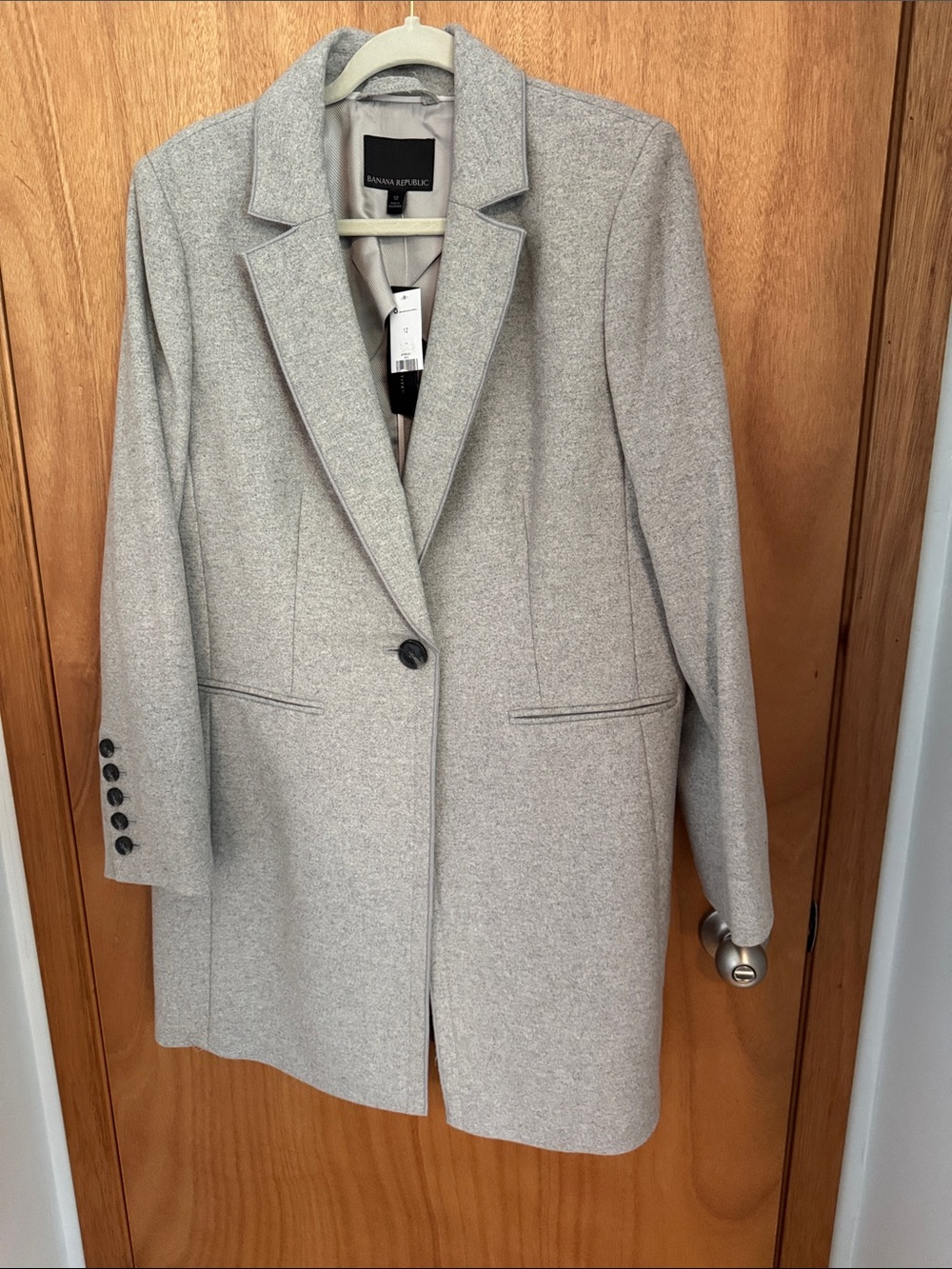 Banana Republic Heather Gray Single-Button Wool-Blend Coat